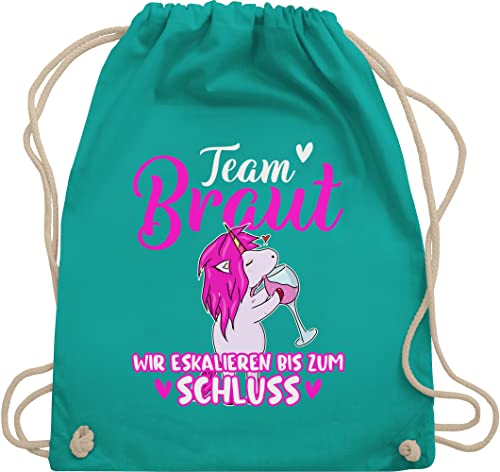 Turnbeutel Rucksack - JGA Junggesellenabschied Frauen - Team Braut - Einhorn Eskalieren - Unisize - Türkis - beutel crew brauttaschen bachelorette party juterucksäcke