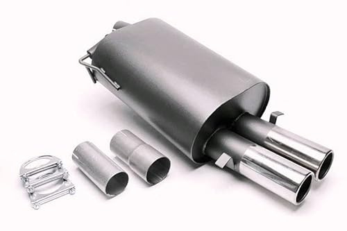 Sportendschalldämpfer Sportauspuff Endschalldämpfer Stahl 2x76mm rund gebördelt mit ABE für 5er E39 520i-528i 5/D - Eintragungsfrei - 1034161