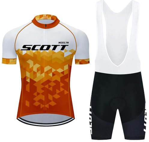 Moxilyn Cykelkläder Set Kortärmad Cykeldräkt Herr Sommarcykeldräkt för MTB Cykling med Andningsaktiva Gel Vadderade Shorts, Två stycken, M