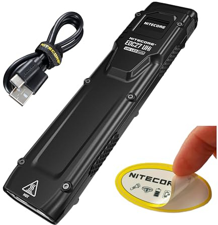 Nitecore EDC27 Lampe de poche EDC plate UHi 3100 lumens Rechargeable USB-C Haute luminosité avec autocollant d'affichage numérique