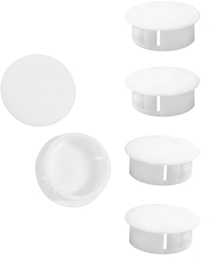 Qrity 10 PCS Plastic Button Plugs, 20mm Round Drill Hole Cover Caps, Snap on Type, Furniture Hole Caps, White, for Cabinet Desk Table Chair Cupboard Wardrobe