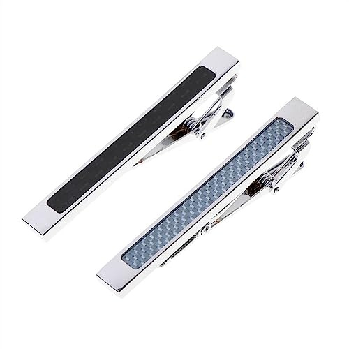 LSSEDA Pinces à Cravate for Hommes, Pince à Cravate personnalisée, 2 pièces Pince à Cravate Hommes en Fibre de Carbone Exquis Bijoux Classiques Breloques Homme d'affaires épingles à Cravate Fermoir