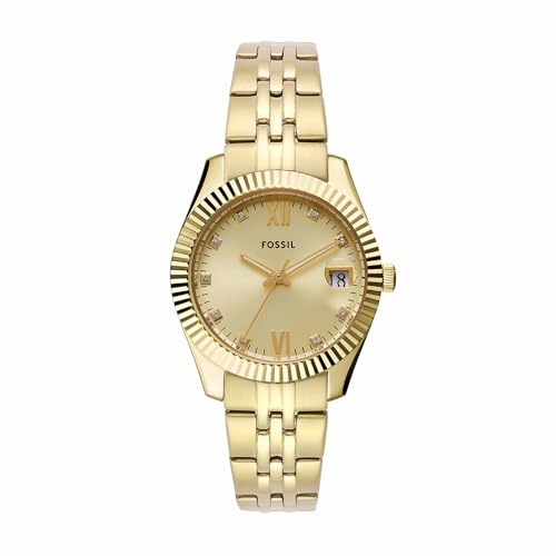 Fossil Scarlette Damklocka, kvartsurverk med armband i rostfritt stål eller läder