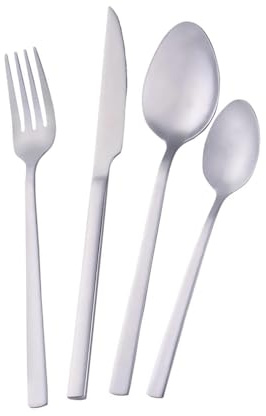 Royalford Stainless Steel Cutlery Set, 16 Piece Mirror Finish Stainless Steel Cutlery Set with 4Pc Tea Spoon, 4Pc Table Spoon, 4 Pc Fork & 4 Pc Knife | Dishwasher Safe & Easy Clean | Set for 4 People