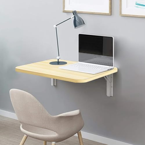 Shally Dogan Mesa de Pared Plegable 60 x 40 cm de Madera, estantería de Pared Plegable, Ahorra Espacio, versátil, Escritorio para Ordenador, Mesa de Comedor, salón, salón, baño, Cocina (Roble)