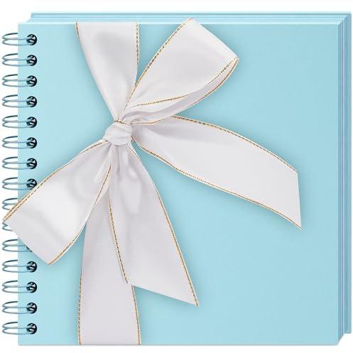 Vienrose Scrapbook Fotoalbum zum Selbstgestalten und Einkleben mit 40 Seiten, Hardcover Kraftpapier, DIY Scrapbook für Hochzeit, Geburtstag, 20,5 x 20,5 cm, Hellblau