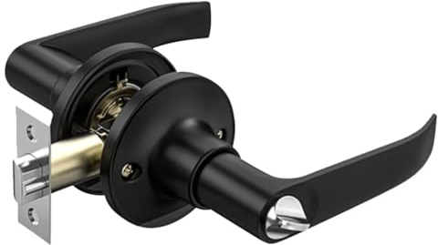 TKSDVTI Poignée de porte de chambre à coucher avec clés - Serrure de porte intérieure silencieuse - Poignée de porte intérieure verrouillable pour chambre à coucher, salle de bain (noir, 40 mm-60 mm)