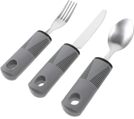 Ipetboom Vajilla Antivibración Para Personas Mayores Utensilios Adaptables Para Comer Incluye Cuchara Tenedor y Cuchillo Para Uso Casa De Reposo