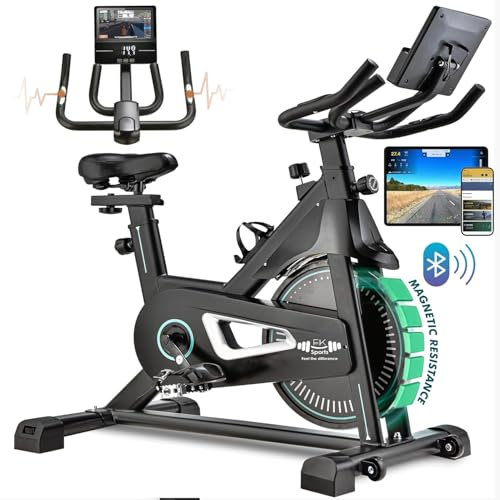 Exercise Bike Indoor Cycling Bike Stationary Cycle Bike with Heart Rate Sensor & Comfortable Seat Cushion, Quiet Fitness Bike for Home Cardio Workout (Black)