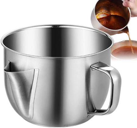 1.2L Grease Remover Jug - Soup Fat Separator, Oil Skimmer Cup | Stainless Steel Grease Removal Tool, Grease Strainer Pitcher, Oil Strainer Cup, Grease Separator, Soup Oil Separator For Fried Oil