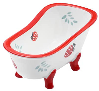 GLETSF 1 Frutero De Cristal con Tapa, Cuenco De Porcelana para Ensalada, Recipiente Versátil, Taza para Mousse, Postre, Cerámica, Color Rojo