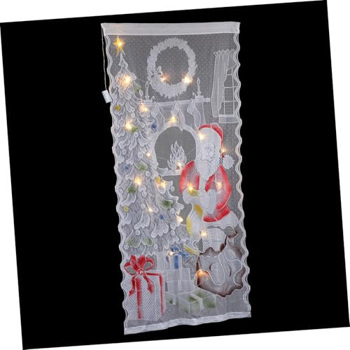 Cabilock Led-weihnachtsgardine mit Spitze Kreative Weihnachtsdeko Festliche Lichterkette Dekorativer Vorhang für Zuhause Party-Dekoration mit Led-leuchten