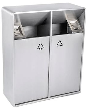 Huangj-0527 Mülleimer für Eingänge, Geschäfte 38L/80L Innen-/Außen-Mülleimer, Doppelbehälter, Metall-Aschensäule, moderner, kommerzieller, großer Mülleimer for den Haushalt, Silber Mülleimer(Groß)