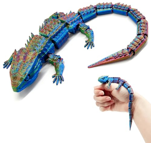 Yeefunjoy Imprimé en 3D Lézard Dragon, Figurine Dragon de Cristal Articulé Décoration du Bureau et Maison Articulations Flexibles Jouet Anti-Stress Easter Basket StuffersVoitures (Rouge-Vert -Bleu)