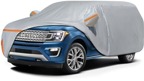 Car Cover for 1997-2025 Ford Expedition/Lincoln Navigator SWB, Waterproof Custom-fit All Weather Sun Rain UV Dust Snow Protection Outdoor Expedition Car Cover with Door Zipper and Cotton Lining-Grey
