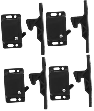 SHINEOFI Set da 4 Chiusure per Armadio Camper in Abs Nero Meccanismo a Tirare, Design Compatto e Side-mount, per Sostituzione in Casa e Camere da Letto