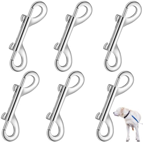 FLEXNOVA 6 Stück Doppelkarabiner,Karabinerhaken,Schnapphaken Silber Zinkdruckguss,Doppel Ended Bolzen,Doppelkarabiner Hundeleine,Bolzenschnapper für Bergsteigen Hundeleine Hängematte