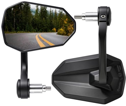 evermotor Rétroviseurs Moto Embout de Guidon E-homologué, Rotation 360°, Compatible Guidon M8 et Ø Intérieur 13–15/17–19 mm, 1 Paire
