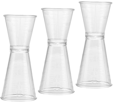 TOPPERFUN Vaso Medidor Doble Plástico Grande 60 Ml y 30 Ml Transparente Jigger Medidor de Onzas Barra Medidora de Cócteles y Vino para Bartenders Set 3 Piezas