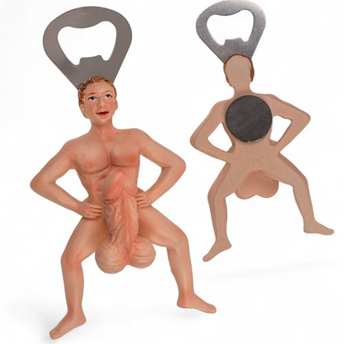 MIJOMA Flaschenöffner Erotik-Mann mit beweglichem Penis – Lustiger Magnet-Öffner für Party, Junggesellenabschied, Mitbringsel, Scherzartikel 14 x 7,5 x 4 cm