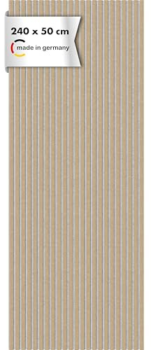 Momento Akustikpaneele Holz 240x50 cm - Made in Germany - Eiche Natur - Wandverkleidung Innen Wandpaneele Holzoptik - 3D Lamellenwand Paneele - Akustik Holzpaneele Wand Holzverkleidung Panel