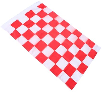Gogogmee Drapeau de Course à Rouge Blanc Polyester Aux Intempéries pour Jardin Terrasse Garage Signalisation de Course Durable et Portable