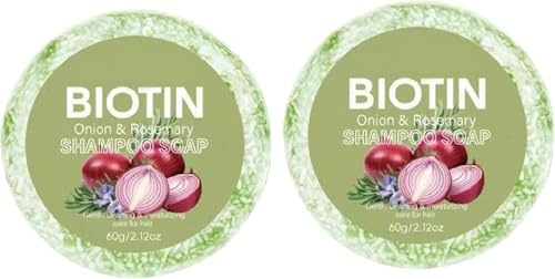 onion biotin shampoo bar, 2 articoli shampoo di cipolla naturale solido, sapone di shampoos rosmarino di cipolle portatili, cipolle fatte a mano biotina per viaggi, docce post-allenamento o vacanze