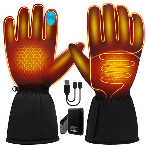 Svpro Beheizbare Handschuhe für Damen und Herren, 5000mAh Wiederaufladbarer Batterie Beheizbare Elektrische Handschuhe, Touchscreen Winterwarme Thermal Winterhandschuhe mit 3 Heizstufen