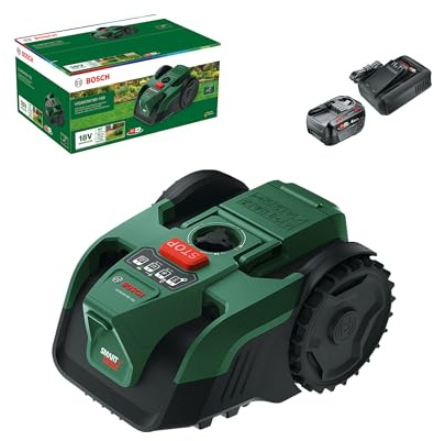 Bosch Cordless Robot Lawn Mower VISIMOW18V-100 (For Lawns up to 100 m², Cutting Width: 16 cm, Height of Cut: 20-60 mm, incl Battery and Charger)
