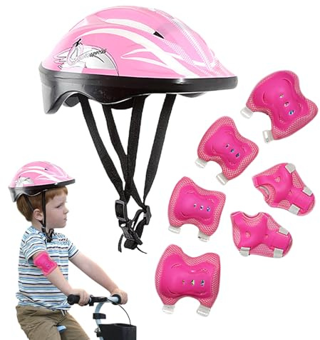 Set Casco Da Bici Per Bambini - Casco Resistente Agli Urti | Set Di Protezioni Per Cascōda Bici Per Bambini, Ginocchiere, Gomitiere E Protezioni Per I Polsi Per Ragazzi E Ragazze 3 Agli 8 Anni.