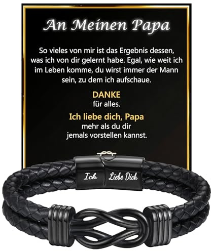 JEWTOP Ich Liebe Dich Geschenke für Männer, Lederarmband Geschenk für Sohn/Papa/Mann/Bruder zum Geburtstag Weihnachten Abschluss