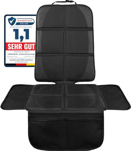 LIONSTRONG® Car Seat Protector for Child Seat [ISOFIX compatible]- Seat Cover for Infant Seat waterproof - Carseat Seat Protectors Baby - Car Seat Mat Dirt resistant - black