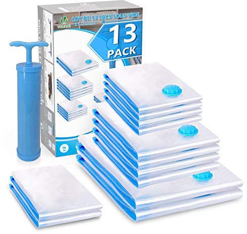 VOUNOT® 12 Pezzi Sacchetti Sottovuoto Vestiti, Sacchetti Salvaspazio Riutilizzabili per Lenzuola, Piumoni, Cuscini, Coperte