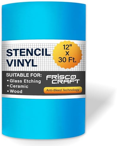 FRISCO CRAFT Pellicola per mascherare in vinile blu, 30,5 cm x 70 m, per stencil compatibile con la maggior parte delle macchine da taglio CNC, Cricut, carte, diari, artigianato
