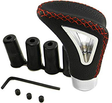 Universal Schalthebel Schalthebel mit 4 Adaptern Schwarzem und Rotem Leder