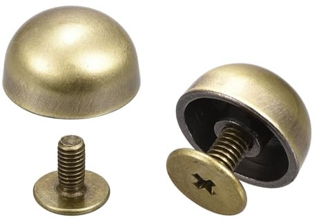 sourcing map 12x7mm Rivets Tête Rond Vis Dos Creux Cuir Goujons Bronzé 10 Ensembles