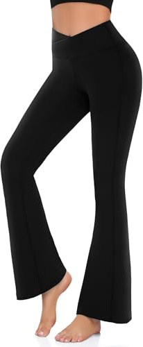 Hi Clasmix Pantalon de Yoga Bootcut pour Femme - Contrôle du Ventre - Legging évasé - Taille Haute - Croisé - Bas de Cloche - Robe de Jazz - Pantalon de Baseball
