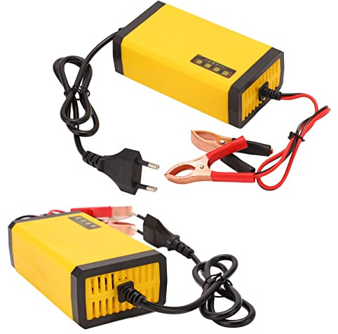 Caricabatterie Smart 12V con Display LCD per Auto e Moto, Tosaerba e Barca, Carica Batterie Automatico per Batterie al Piombo Acido, Ricarica e Rapida