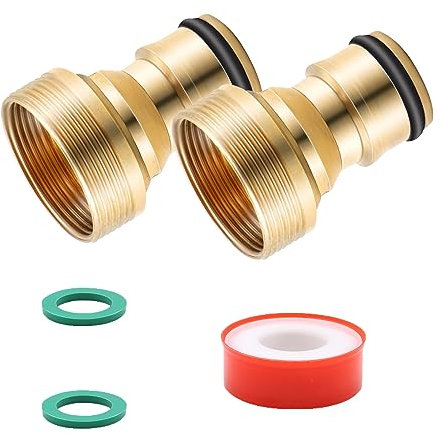 Scettar 2 Pièces Adaptateur Robinet Universel pour Tuyau d'Arrosage, Raccords Rapide avec Deux Rondelles (M22 et M24, Doré)