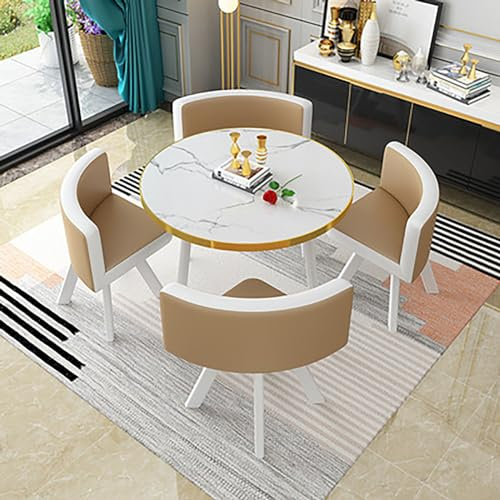 Rundes Möbelset Mit Tisch Und Stühlen Für Die Küche, Esszimmer, Runder Konferenztisch, 1 Tisch Und 4 Stühle, 5-teiliges Set, Runde Frühstücksbar, Küchen-esstisch-set 80x75cm/31.5x29.5in(WxH) #10
