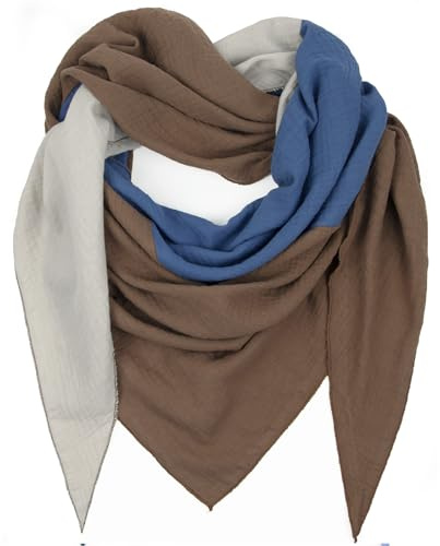 Gloop Damen XXL Strick Dreieck Schal Halstuch Baumwolle Dreieckstuch Musselin Schal ohne Kratze an Haut Made in Italy