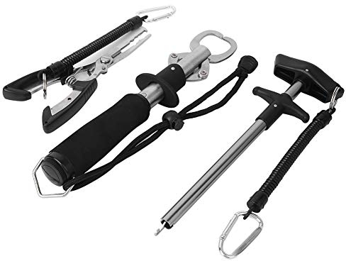 NDNCZDHC Angelzangen-Set Mit Hakenentferner, Greifseil, Angelhaken-Entferner-Werkzeug aus Edelstahl, Schwarz, Angel-Gadgets