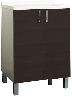 Liberoshopping Mobile Lavatoio in legno con vasca in metacrilato (Olmo Caffè, 60x50 cm)