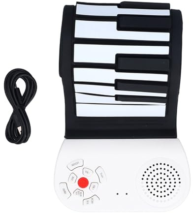 Handaufrollbares Klavier mit 49 Tasten, USB-Aufladung, Elektrische Faltbare Tastatur, 8 Töne, 6 Demo-Songs mit Aufnahme, Lernen, 6 Stufen, Lautstärkeregelung