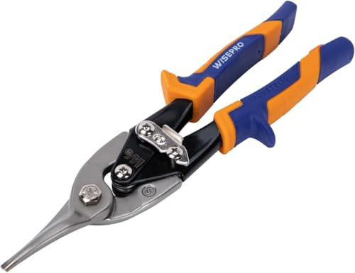 WISEPRO Blechschere Gerade Profi Flugzeugschere Universal – Hochleistungs-Metallschere für Stahl, Alu, Blech Schneiden uvm. Tin Snips mit Hebelübersetzung – 250mm(10S)