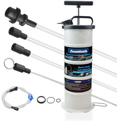 Zoomtools Bomba extractora de fluidos Manual/neumática de 6,5 L, Herramienta de Cambio de Aceite y Cambio de Fluido, Extractor de líquido al vacío (Manual)