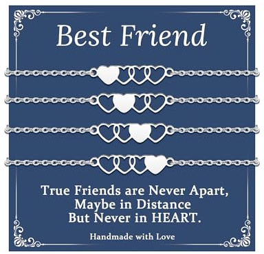 CheersLife 2/3/4/5/6 Pcs Friendship Gifts for Women Friends Girls Teen | Friend Bracelets Bff Matching Heart Bracelet - Birthday Christmas Valentine's Day Jewelry Gifts