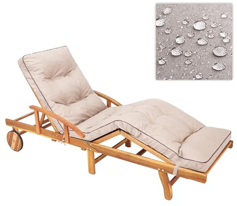 PillowPrim Liegenauflage, Auflage für Gartenliege 200 x 55 x 9 cm -Bequeme Liegestuhl Auflage - Polsterauflage für Sonnenliege, Kissen für Liegestuhl, gesteppt - Beige