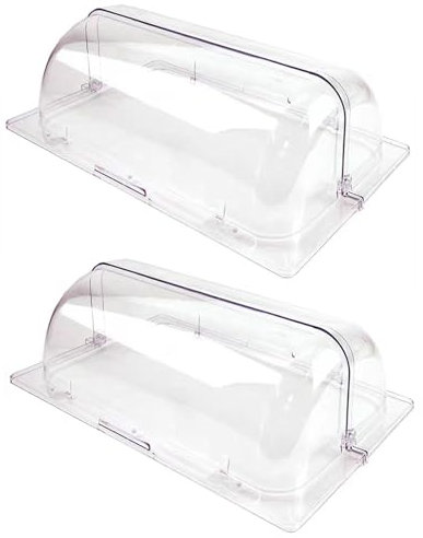 ANram Clear Plastic Roll Top Chafing Dish Cover, Full Size, Rectangular, 2 Pack