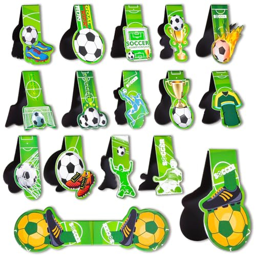 Yicenmy 15 stycken magnetiska bokmärken barn, bokmärken magnetisk fotboll, bokmärke, presenter för lärare, pojke, flickor, bokälskare, fotbollsfans